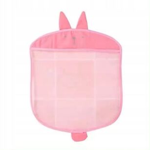 RÓŻOWY POJEMNIK ORGANIZER NA ZABAWKI KĄPIELOWE DO KĄPIELI WODY ŁAZIENKI SIATKA DO WANNY POD PRYSZNIC