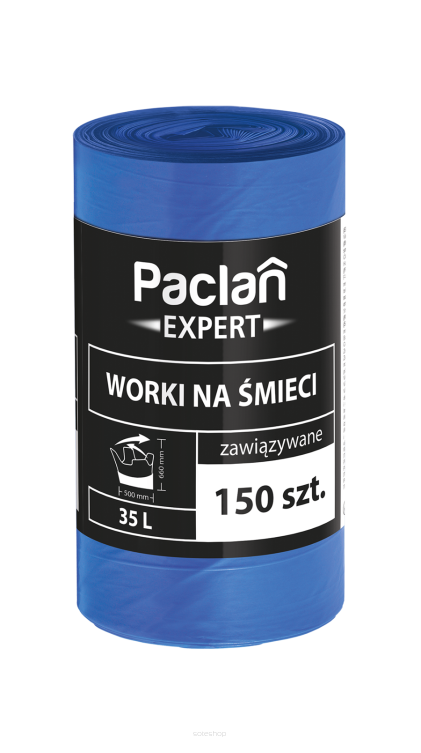 WORKI NA ŚMIECI ODPADKI WIĄZANE ZAWIĄZYWANE UNIWERSALNE PACLAN MOCNE Z USZAMI 35 L 150 SZT