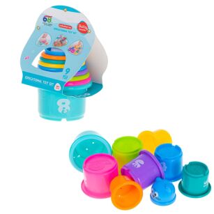 KUBECZKI EDUKACYJNE PIRAMIDA WIEŻA UKŁADANKA Z CYFRAMI OWOCAMI I ZWIERZĄTKAMI ZABAWKA DLA NIEMOWLĄT DZIECI