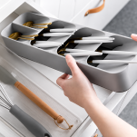 Organizer wkład do szuflady kuchennej na sztućce noże łyżki do biurka szary  40*11cm - 3