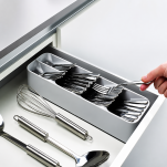 Organizer wkład do szuflady kuchennej na sztućce noże łyżki do biurka szary  40*11cm - 2