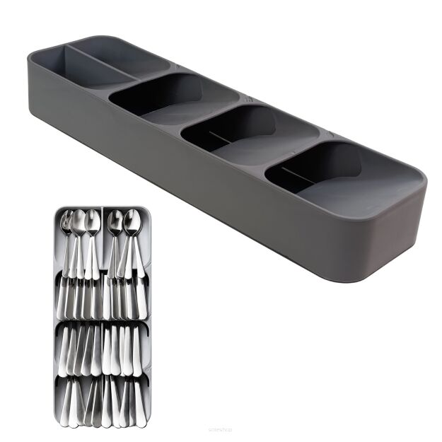 Organizer wkład do szuflady kuchennej na sztućce noże łyżki do biurka szary  40*11cm