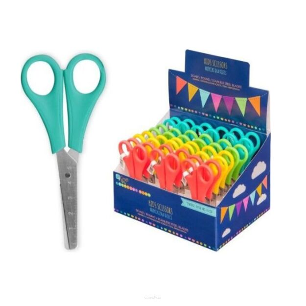 NOŻYCZKI SZKOLNE ZAOKRAGLONE DZIECIĘCE DLA DZIECKA BEZPIECZNE Z ZAOKRĄGLONĄ KOŃCÓWKĄ Z PODZIAŁKĄ