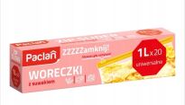 PACLAN WORECZKI TOREBKI STRUNOWE Z SUWAKIEM ZAMYKANE DO PRZECHOWYWANIA ŻYWNOŚCI MROŻENIA 1L 20 SZT - 2