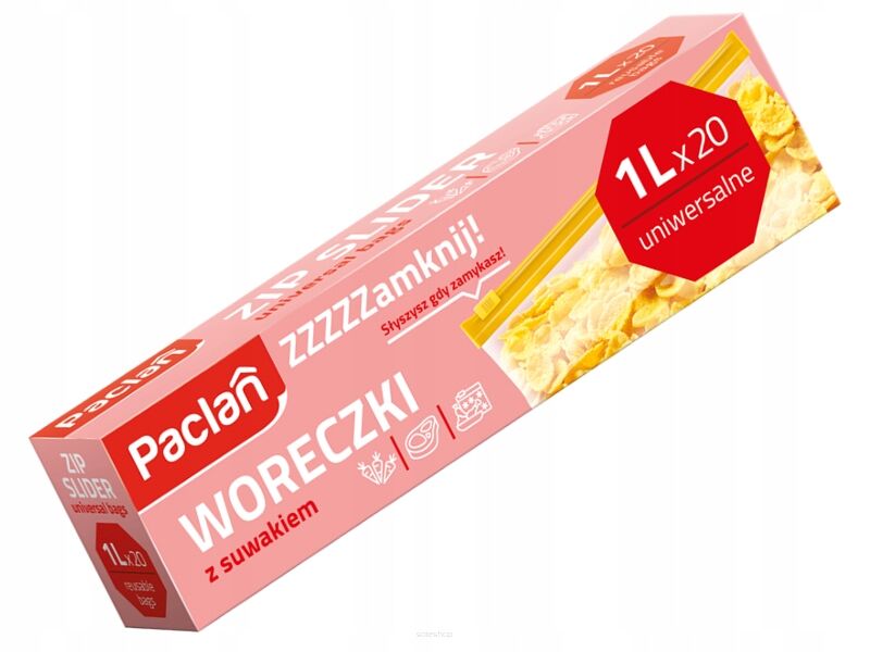 Woreczki strunowe z suwakiem do przechowywania żywności i mrożenia 1 l 20 sztuk Paclan
