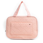 BRZOSKWINIOWA KOSMETYCZKA ROZKŁADANA ORGANIZER NA KOSMETYKI DUŻA DAMSKA PODRÓŻNA DO SAMOLOTU WISZĄCA Z HACZYKIEM - 2