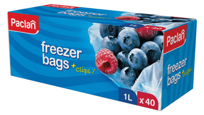 WORECZKI WORKI TOREBKI DO MROŻENIA ŻYWNOŚCI NA MROŻONKI KANAPKI Z KLIPSAMI PACLAN 1L 40SZT