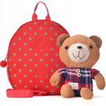 CZERWONY PLECAK PLECACZEK DLA PRZEDSZKOLAKA DO PRZEDSZKOLA ŻŁOBKA Z ODPINANĄ MASKOTKĄ + SMYCZ - 4