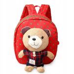 CZERWONY PLECAK PLECACZEK DLA PRZEDSZKOLAKA DO PRZEDSZKOLA ŻŁOBKA Z ODPINANĄ MASKOTKĄ + SMYCZ - 5
