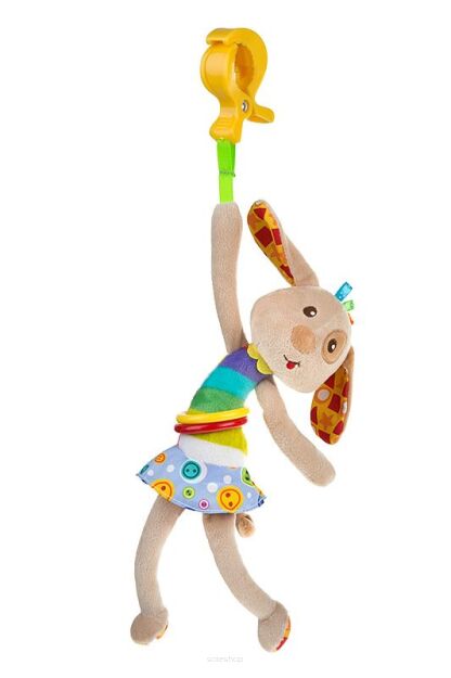 AKUKU WIBRUJĄCA ZAWIESZKA PLUSZOWY PIESEK DLA NIEMOWLĄT DO WÓZKA I LEŻACZKA