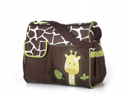 XXL ZIELONA ŻYRAFA POJEMNA SPACEROWA TORBA DO WÓZKA ORGANIZER DLA MAMY NA RAMIĘ MATA PRZEWIJAK