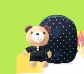 GRANATOWY PLECACZEK PLECAK DLA PRZEDSZKOLAKA DO PRZEDSZKOLA ŻŁOBKA Z ODPINANĄ MASKOTKĄ + SMYCZ - 2