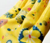 ŻÓŁTE RĘKAWICE ROBOCZE OGRODOWE DAMSKIE GUMOWANE LATEKSOWE ROZMIAR S - 4