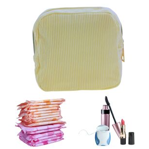 Kosmetyczka damska saszetka etui na podpaski make up podróżna do torebki beżowa