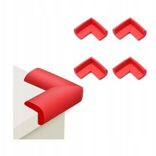 CZERWONE OSŁONKI OCHRONNY PIANKOWY NAROŻNIK NA KANT STOŁU MEBLI SZAFEK ZABEZPIECZENIE KOMPLET 4SZT