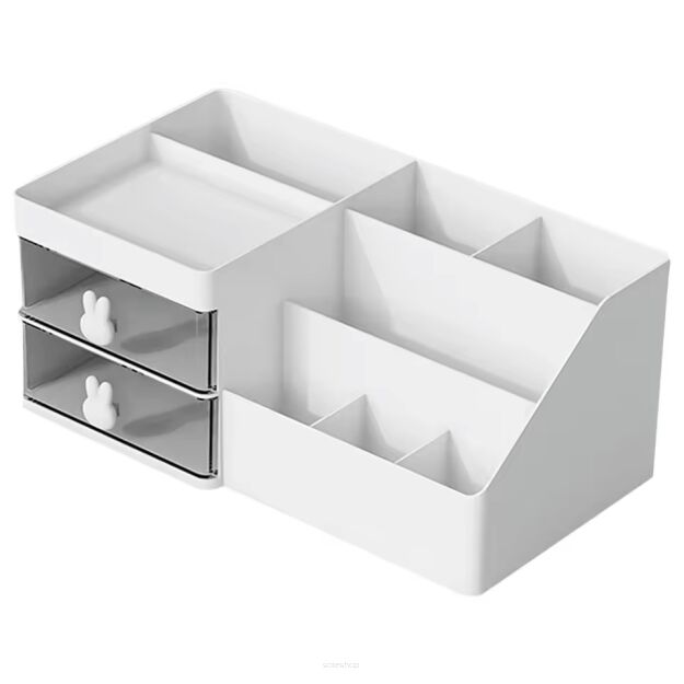 SZKATUŁKA ORGANIZER POJEMNIK PÓŁKA BIURKO PRZYBORNIK Z SZUFLADKAMI SZUFLADKI NA KOSMETYKI KREDKI