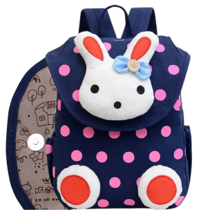 PLECAK MAŁY PLECACZEK DLA DZIEWCZYNKI DO PRZEDSZKOLA ŻŁOBKA DLA PRZEDSZKOLAKA GRANATOWY W RÓŻOWE KROPKI