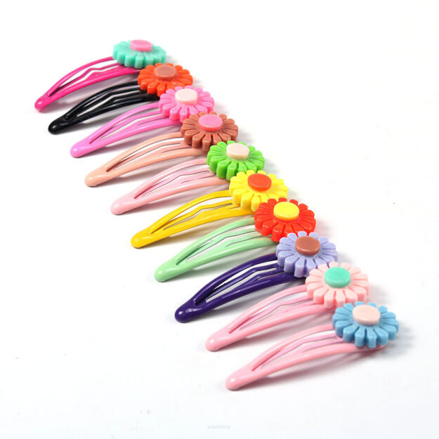 SPINKI OZDOBY WSUWKI DO WŁOSÓW DLA DZIEWCZYNKI OZDOBNE METALOWE KOLOROWE ZESTAW 10SZT KWIATKI