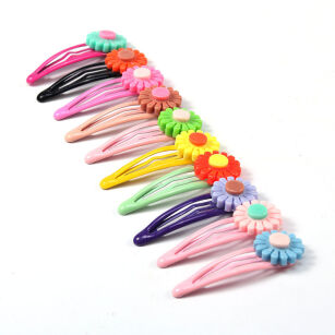 SPINKI OZDOBY WSUWKI DO WŁOSÓW DLA DZIEWCZYNKI OZDOBNE METALOWE KOLOROWE ZESTAW 10SZT KWIATKI