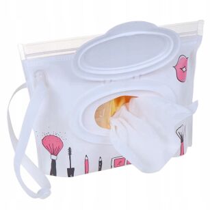 MAKIJAŻ PUDEŁKO POJEMNIK SASZETKA NA CHUSTECZKI NAWILŻANE NAWILŻAJĄCE MOKRE PODRĘCZNE ETUI WIELORAZOWE