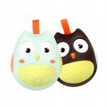 WAŃKA WSTAŃKA ZABAWKA SENSORYCZNA DLA NIEMOWLĄT KOLOROWA DZWONIĄCA KIWAJKA BAŃKA SOWA SÓWKA BŁĘKITNA - 7