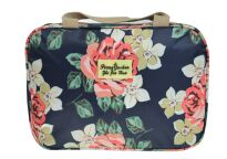 GRANATOWA W KWIATY TORBA SPORTOWA KOSMETYCZKA DAMSKA DLA DZIEWCZYNKI PODRÓŻNA NA KOSMETYKI BASEN PLAŻĘ - 2