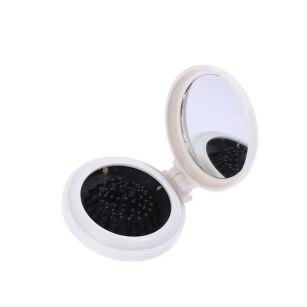 BIAŁA SKŁADANA SZCZOTKA DO ROZCZESYWANIA WŁOSÓW MINI SZCZOTKA DO TOREBKI PODRÓŻNA Z LUSTERKIEM