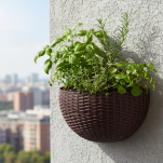 DONICZKA NA KWIATY ZIOŁA NA ŚCIANĘ NA PŁOT DONICA OGRODOWA RATTAN WISZĄCA BRĄZOWA - 4