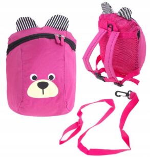 PLECAK PLECACZEK PRZEDSZKOLAKA DLA DZIEWCZYNKI DO PRZEDSZKOLA ŻŁOBKA Z SZELKAMI ZE SMYCZĄ MIŚ RÓŻ