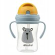 AKUKU BIDON BUTELKA Z MIĘKKĄ SŁOMKĄ RURKA KUBEK DLA DZIECI Z UCHWYTAMI RĄCZKAMI 300ML 9M+ MIŚ - 2