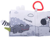 KSIĄŻECZKA SENSORYCZNA MIĘKKA KONTRASTOWA EDUKACYJNA ZWIERZĄTKA DLA MALUCHA NIEMOWLĄT + METKI - 3