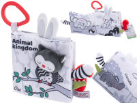 KSIĄŻECZKA SENSORYCZNA MIĘKKA KONTRASTOWA EDUKACYJNA ZWIERZĄTKA DLA MALUCHA NIEMOWLĄT + METKI - 4