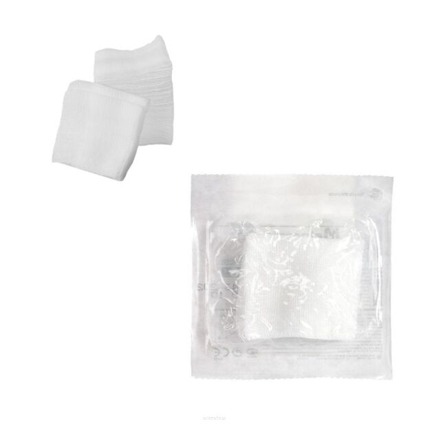 Kompresy gazowe jałowe sterylne do opatrywania ran 5×5 cm 13-nitkowe 5 sztuk