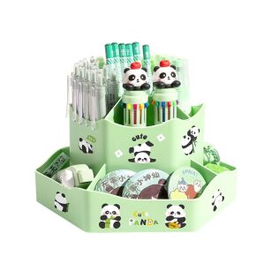 ZIELONY ORGANIZER POJEMNIK PRZYBORNIK OBROTOWY OBRACANY NA BIURKO BLAT DLA DZIECKA NA KREDKI DŁUGOPISY