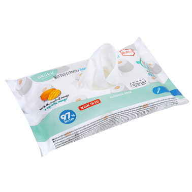 NAWILŻANY MOKRY MIĘKKI NAWILŻONY DELIKATNY PAPIER TOALETOWY ZAPACHOWY MANGO 50 SZT LISTKÓW AKUKU