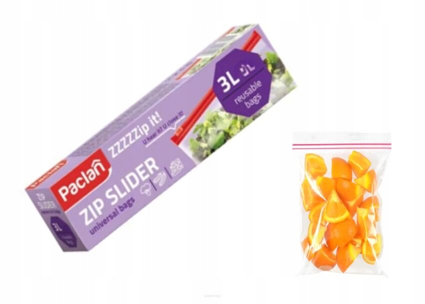 PACLAN WORECZKI TOREBKI STRUNOWE Z SUWAKIEM ZAMYKANE DO PRZECHOWYWANIA ŻYWNOŚCI MROŻENIA 3L 15 SZT