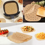 PAPIEROWE WKŁADY DO AIR FRYERA DO PIECZENIA BEZ TŁUSZCZU PERFOROWANY 100SZT 20CM - 3