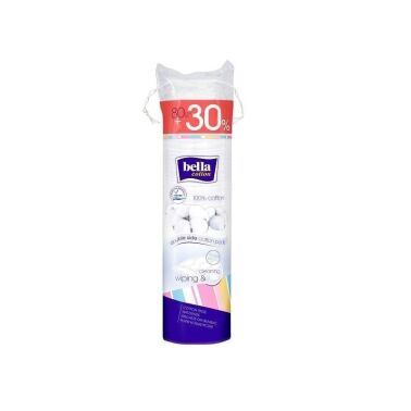 BELLA COTTON PŁATKI KOSMETYCZNE DO DEMAKIJAŻU BAWEŁNIANE OKRĄGŁE 80 SZT +30% GRATIS