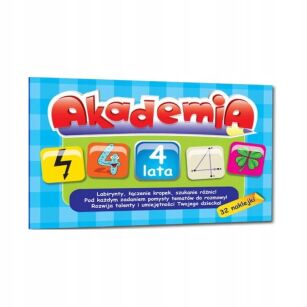 AKADEMIA 4-LATKA ZESZYT ĆWICZEŃ KSIĄŻECZKA DLA NAJMŁODSZYCH KOLOROWANKA NAKLEJKI ALBUM Z NAKLEJKAMI