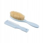 AKUKU ZESTAW SZCZOTKA Z WŁOSIA NATURALNEGO + GRZEBIEŃ GRZEBYK DLA NIEMOWLĄT DZIECI 0m+ NIEBIESKA - 3