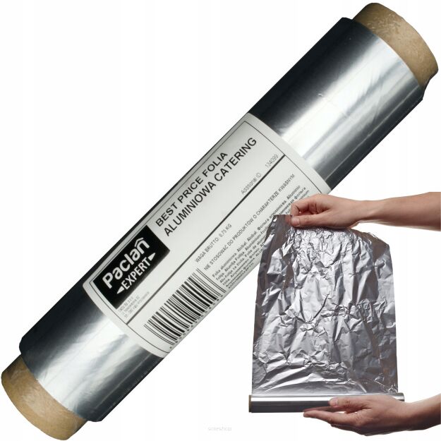 Folia aluminiowa cateringowa gruba mocna do pieczenia grillowania i gastronomii 60 m Paclan