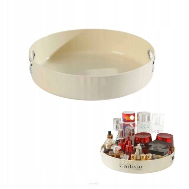 KREMOWA PÓŁKA TACA TACKA OBROTOWA OBRACANA ORGANIZER OBRACANY NA KOSMETYKI PRZYPRAWY DO SZAFKI SZAFY