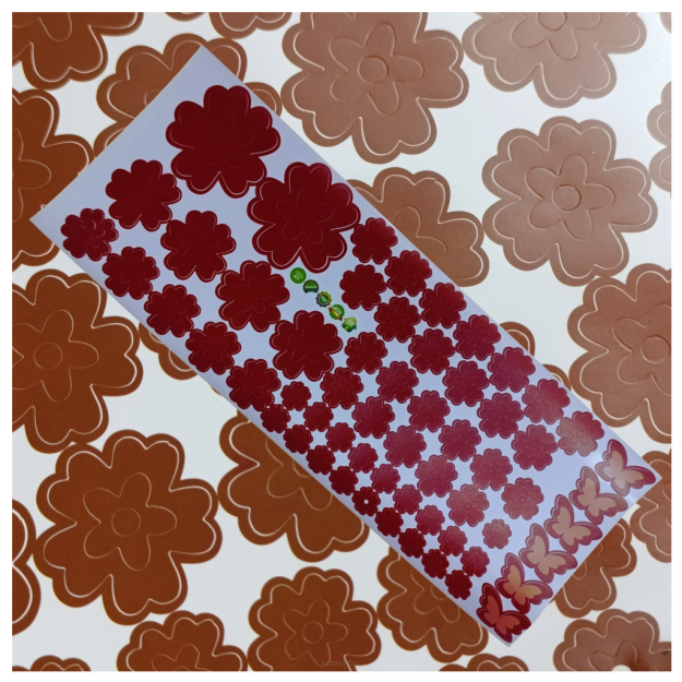 NAKLEJKI ŚCIENNE KWIATY I MOTYLE SAMOPRZYLEPNE DEKORACJE NA MEBLE I ŚCIANY ARKUSZ 60SZT CIEMNY BRĄZ