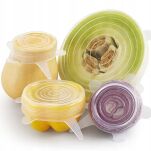 TRANSPARENTNE POKRYWKI SILIKONOWE UNIWERSALNE ROZCIĄGANE ELASTYCZNE DO ŻYWNOŚCI SZCZELNE NA POJEMNIKI GARNKI MISKI 6SZT - 3