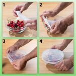 TRANSPARENTNE POKRYWKI SILIKONOWE UNIWERSALNE ROZCIĄGANE ELASTYCZNE DO ŻYWNOŚCI SZCZELNE NA POJEMNIKI GARNKI MISKI 6SZT - 6