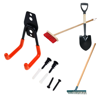 UCHWYT WIESZAK NA ŚCIANĘ HAK MONTAŻOWY DO GARAŻU MIESZKANIA NA NARZĘDZIA OGRODNICZE GRABIE ŁOPATĘ SZPADEL ROWER HULAJNOGĘ TYP 5