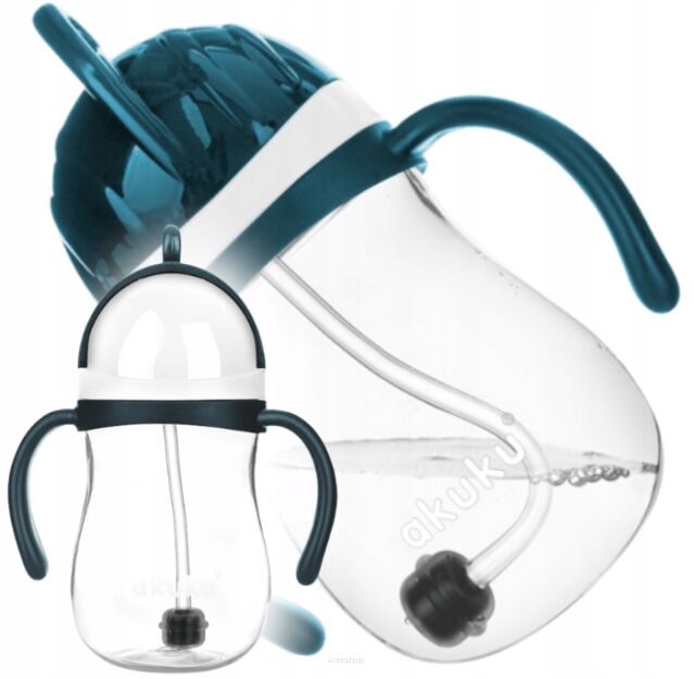 AKUKU BIDON ZE SŁOMKĄ Z ODWAŻNIKIEM 280ML Z RĄCZKAMI