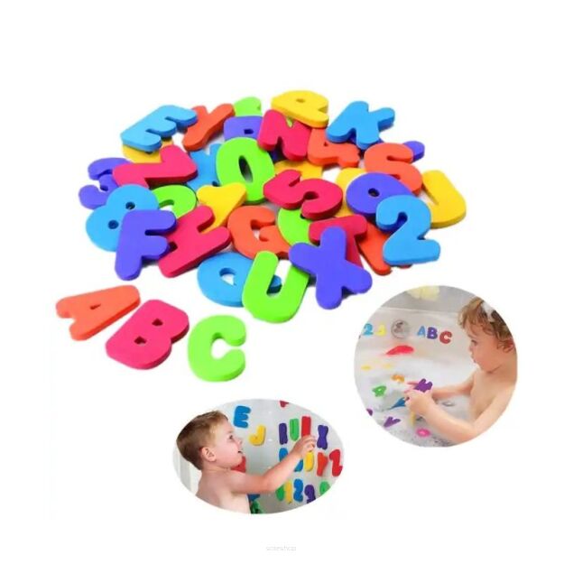 ZABAWKA DO KĄPIELI PIANKOWY ALFABET I CYFRY 36 SZT EDUKACYJNA DO WANNY