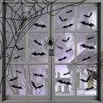ZESTAW HALLOWEEN OZDOBA DEKORACJA STRASZNE NIETOPERZE NAKLEJKI ŚCIENNE 3D PCV KOMPLET 12 SZT PARTY - 4