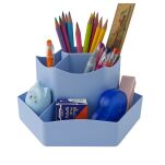 NIEBIESKI OBROTOWY ORGANIZER POJEMNIK PRZYBORNIK OBROTOWY OBRACANY NA BIURKO BLAT DLA DZIECKA NA KREDKI DŁUGOPISY - 5